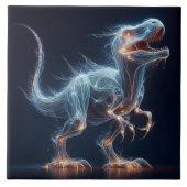 Glühender Dinosaurier in mystischer Umgebung in de Fliese (Vorderseite)