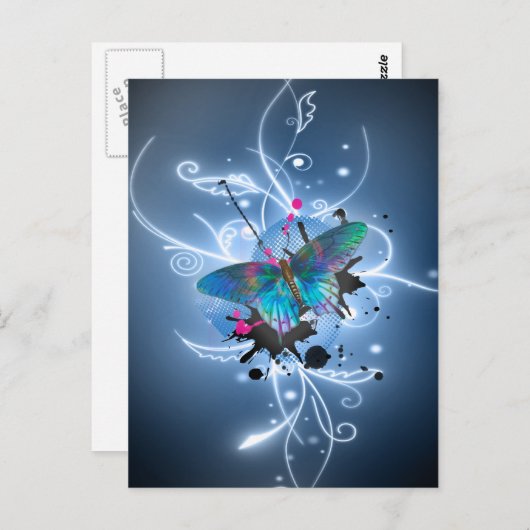 Glühender Effektschmetterling der schönen Postkarte (Vorne/Hinten)