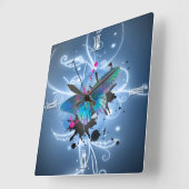 Glühender Effektschmetterling der schönen Quadratische Wanduhr (Winkel)