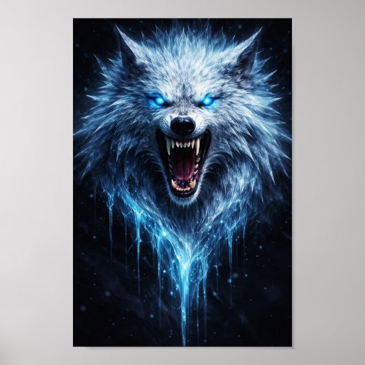 Glühender Eiswolf knurrendes Biest Poster (Vorne)