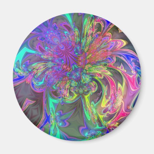 Glühender Farbbrand - Aquamarin & violett Deva Magnet (Vorne)