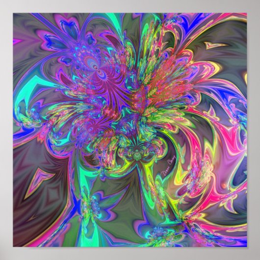 Glühender Farbbrand - Aquamarin & violett Deva Poster (Vorne)