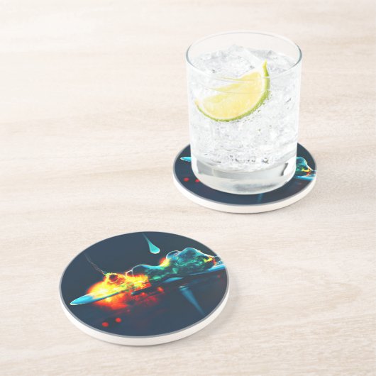 Glühender flüssiger Tropfen Getränkeuntersetzer (Seite)