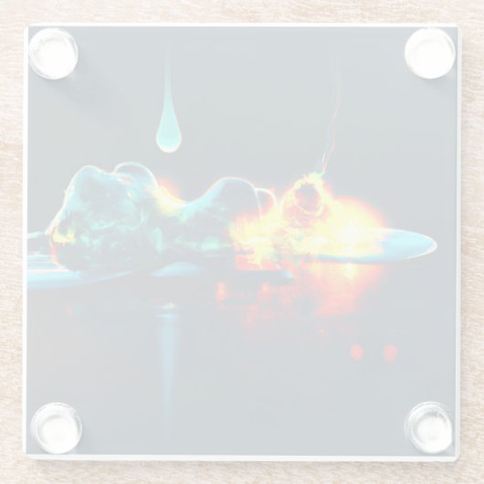 Glühender flüssiger Tropfen Glasuntersetzer (Rückseite)