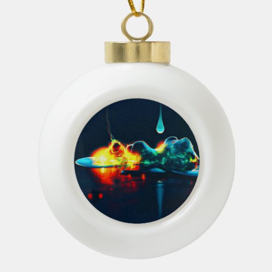 Glühender flüssiger Tropfen Keramik Kugel-Ornament (Vorderseite)