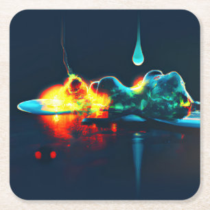 Glühender flüssiger Tropfen Rechteckiger Pappuntersetzer