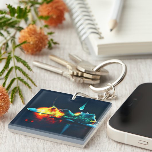 Glühender flüssiger Tropfen Schlüsselanhänger (Vorderseite rechts)