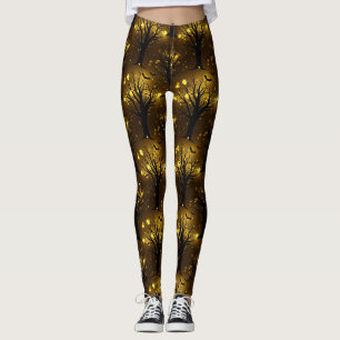 Glühender Gespensterwald Bokeh - Nachtbäume Leggings