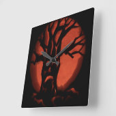 Glühender, gestorbener Baumkürbis Quadratische Wanduhr (Winkel)