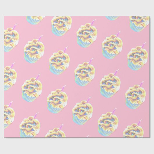 Glühender Glam Cupcake Geschenkpapier (Flach)