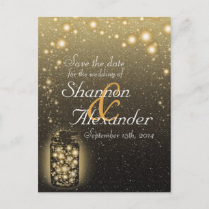 Glühender Glanz aus Glühwürmchen mit Nachtstern Ankündigungspostkarte