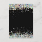 Glühender Glitzer Elegante Moderne Hochzeit Schwar Begleitkarte (Rückseite)