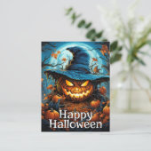 Glühender, glücklicher Halloween-Kürbis Postkarte (Stehend Vorderseite)