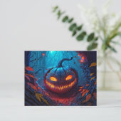 Glühender glücklicher Halloween Kürbis Postkarte (Stehend Vorderseite)