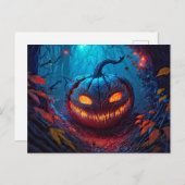 Glühender glücklicher Halloween Kürbis Postkarte (Vorne/Hinten)