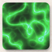 Glühender grüner abstrakter Strom Getränkeuntersetzer (Vorderseite)