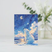 Glühender Halbmond Eisbär Eisscholle Postkarte (Stehend Vorderseite)