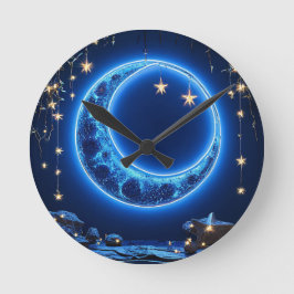 Glühender Halbmond Runde Wanduhr