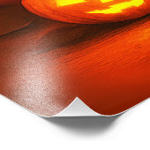 Glühender Halloween-Kürbis mit Niedlicher Schwarze Fotodruck (Ecke)