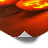 Glühender Halloween-Kürbis mit Niedlicher Schwarze Poster (Ecke)