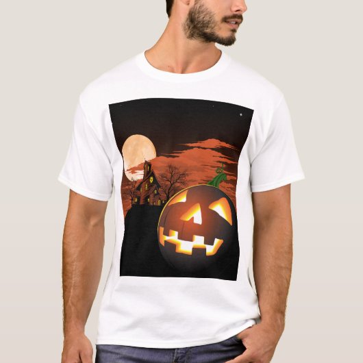 Glühender Halloween Pumpkin Spooky T - Shirt (Vorderseite)