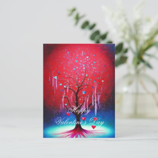 Glühender Herzbaumvalentin Postkarte (Stehend Vorderseite)