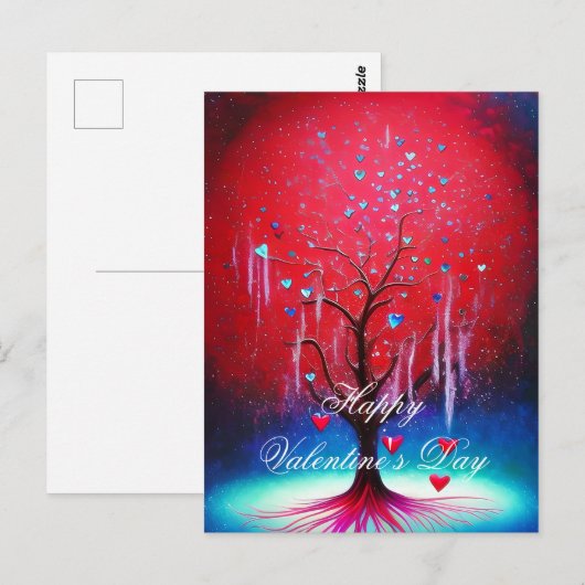 Glühender Herzbaumvalentin Postkarte (Vorne/Hinten)