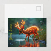 Glühender Hirschmagie-Waldtrunk Postkarte (Vorne/Hinten)