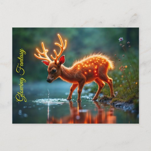 Glühender Hirschmagie-Waldtrunk Postkarte (Vorderseite)