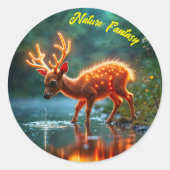 Glühender Hirschmagie-Waldtrunk Runder Aufkleber (Vorderseite)