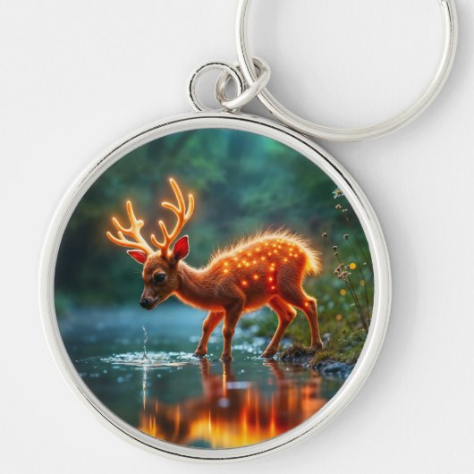 Glühender Hirschmagie-Waldtrunk Schlüsselanhänger (Vorne)