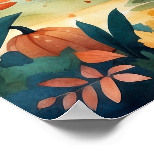 Glühender Jack O’ Lantern Herbstwaldplakat Poster (Ecke)