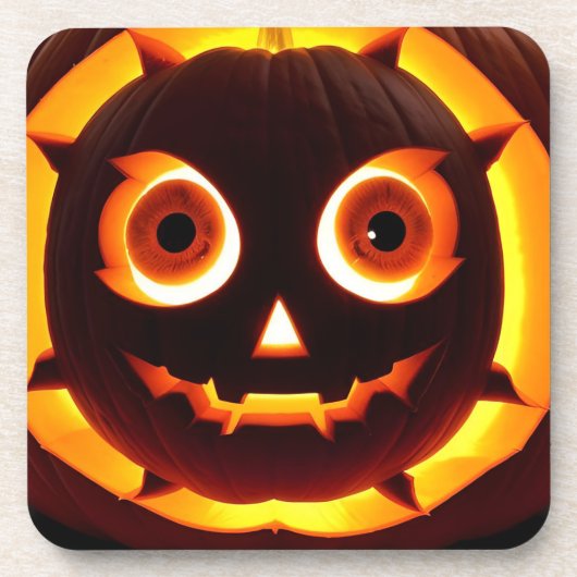 Glühender Jack-O'-Lantern Pumpkin Getränkeuntersetzer (Vorderseite)