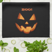 Glühender Jack O'Lantern Carved Halloween Beängsti Geschirrtuch (Gefaltet)