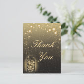 Glühender Jar aus Firefrefly Night Stars Danke Postkarte (Stehend Vorderseite)