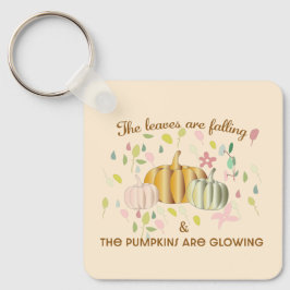Glühender Kürbis und Herbst hinterlassen Blumendoo Schlüsselanhänger