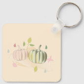 Glühender Kürbis und Herbst hinterlassen Blumendoo Schlüsselanhänger (Rückseite)