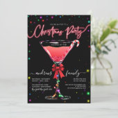 Glühender Leuchtturm Candy Cane Martini Weihnachte Einladung (Stehend Vorderseite)