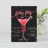 Glühender Light Candy Cane Martini Corporate Holid Einladung (Stehend Vorderseite)