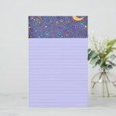 Glühender Mond und Sterne Etching Lined Stationery Briefpapier (Stehend Vorderseite)