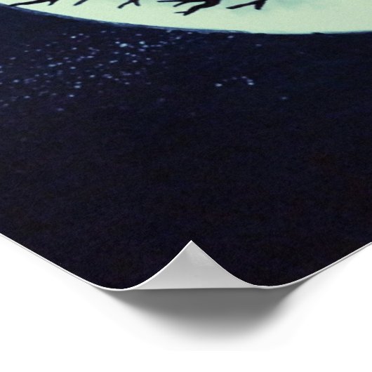 Glühender Mondlicht-Baum mit Krähen Poster (Ecke)