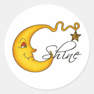 Glühender MoonShine mit Star Runder Aufkleber