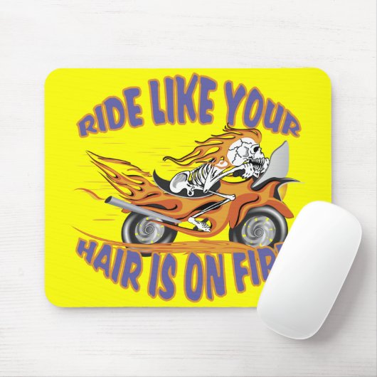 Glühender Motorrad-Schädel Mousepad (Mit Mouse)