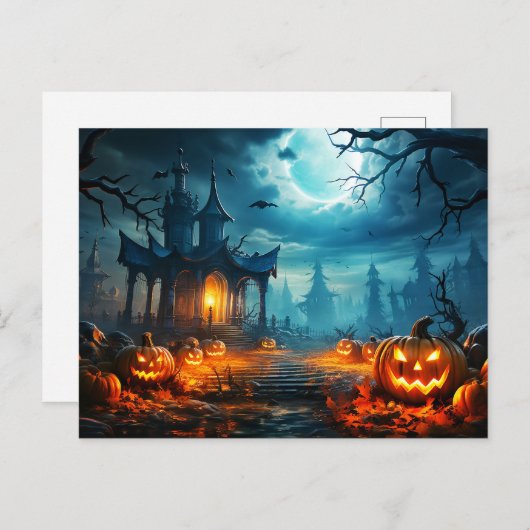 Glühender Nefarious Halloween Pumpkin Postkarte (Vorne/Hinten)