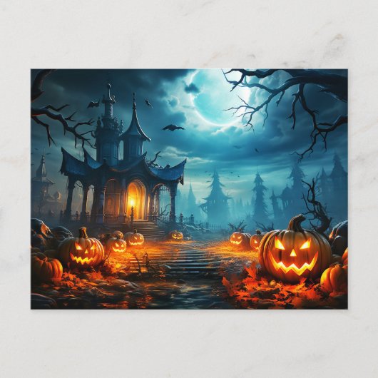 Glühender Nefarious Halloween Pumpkin Postkarte (Vorderseite)