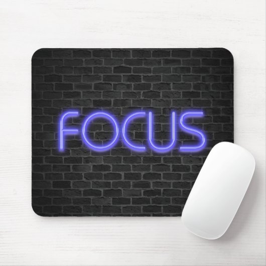 Glühender Neon Fokus Text auf Backstein Mousepad (Mit Mouse)