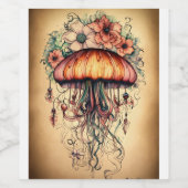 Glühender Ozean: Bottle Jellyfish Design" Weinetikett (Einzelnes Label)