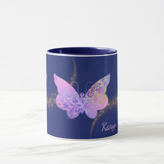 Glühender Pattern Butterfly Personalisiert Tasse (Zentrum)