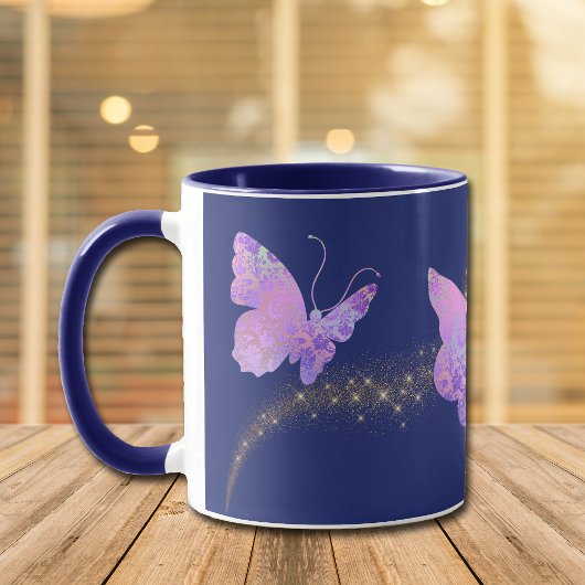 Glühender Pattern Butterfly Personalisiert Tasse