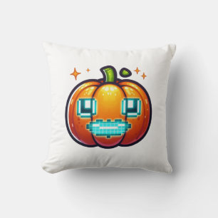Glühender Pixel Pumpkin Throw Kissen Retro Gamer